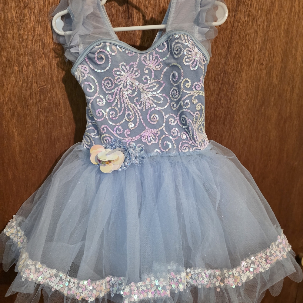 Weissman Light Blue Tulle Dance Costume with Iridescent Accents